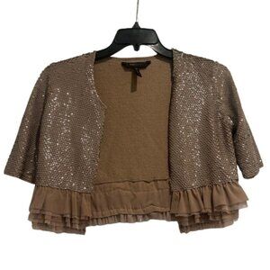BCBGMaxazria Tan Marin Sequins Shrug Jacket Women’s Size Small